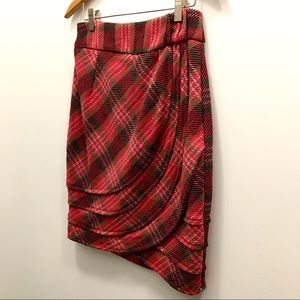 Rust/green plaid wool blend skirt size 6